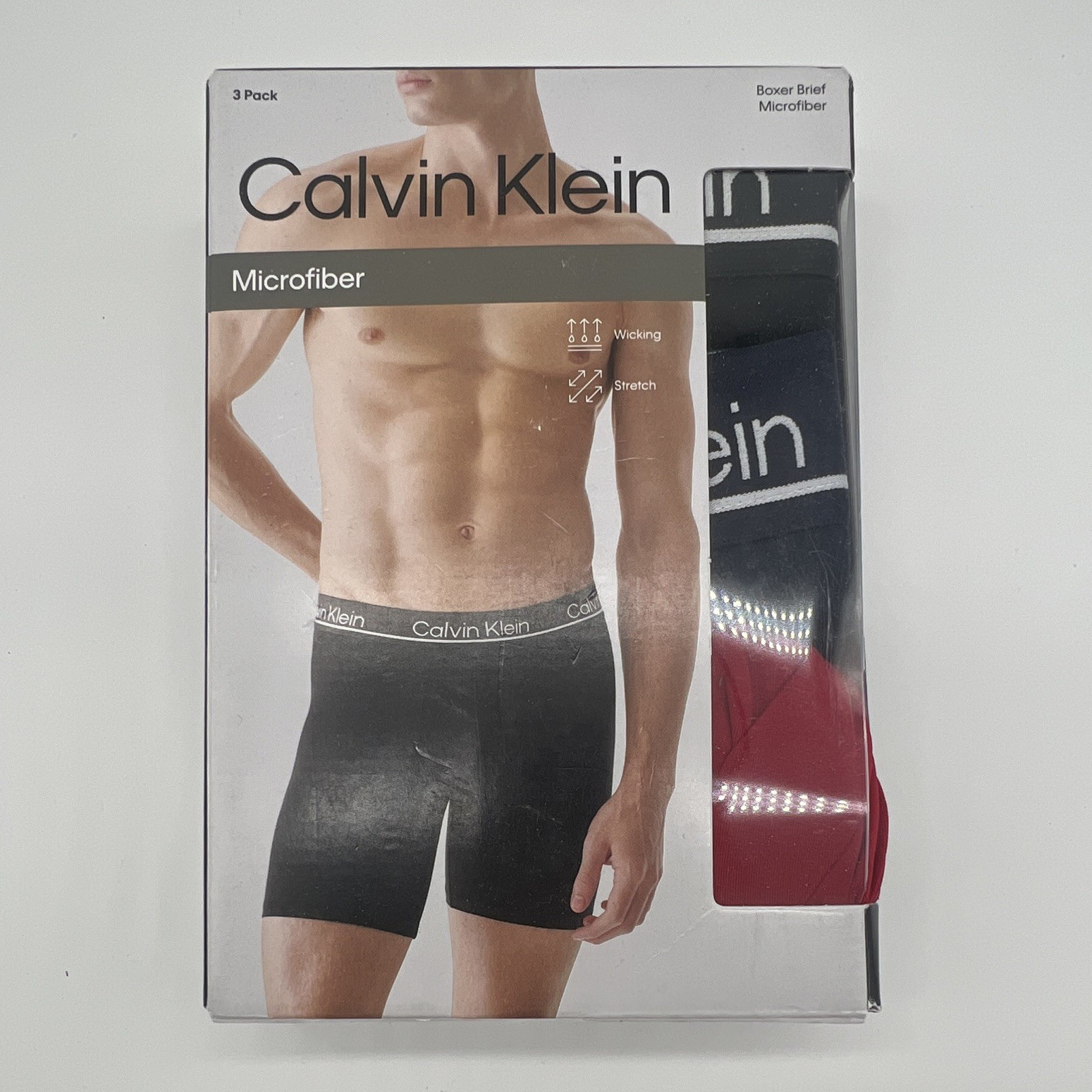 Calvin Klein Men’s Microfiber Boxer Briefs Moisture Wicking Stretch 3-Pack L