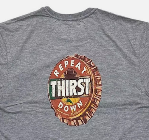 $45 TOMMY BAHAMA Heather Grey FOOTBALL BEER Relaxed Fit Short Sleeve T-shirt