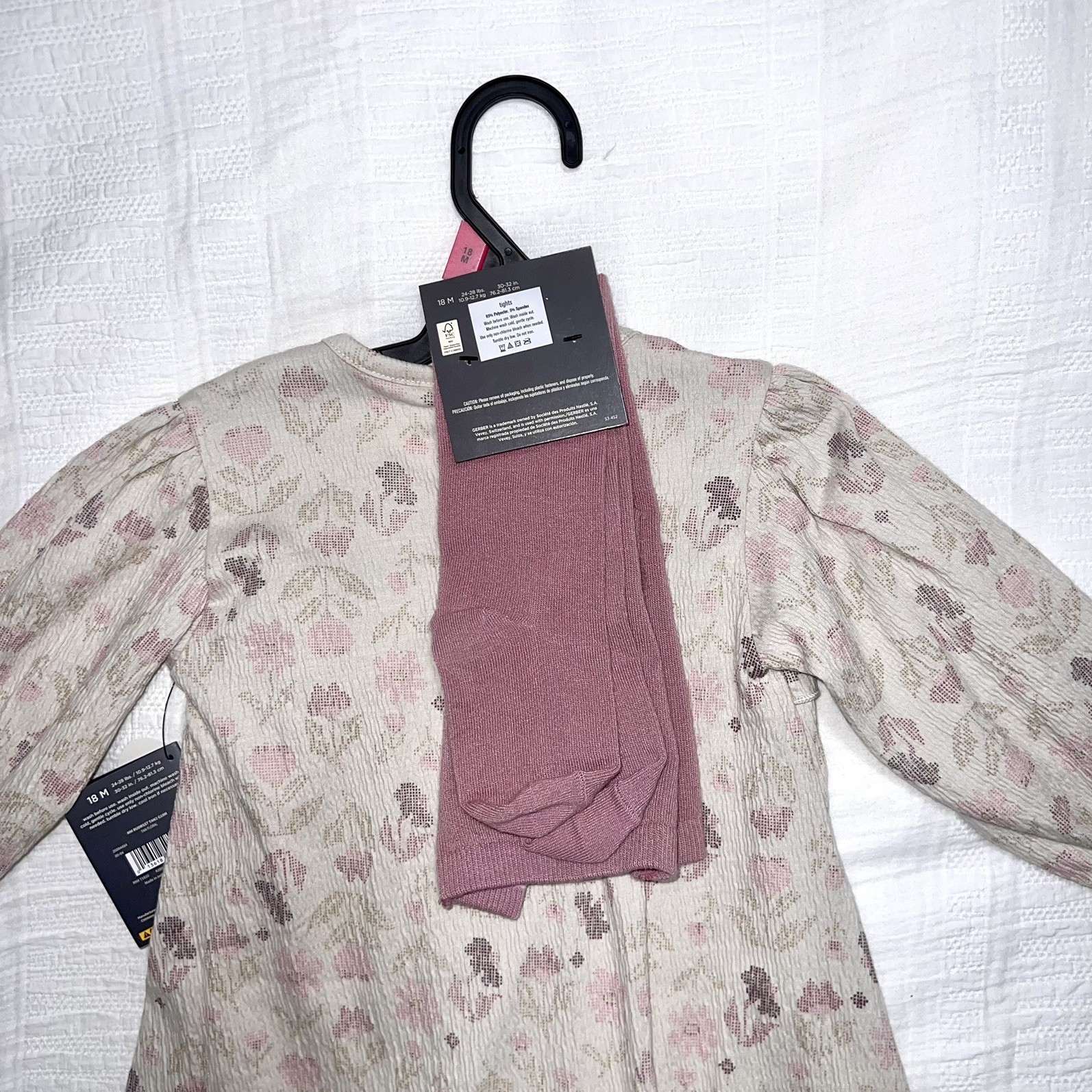 Modern Moments Baby Girl Floral Dress & Tights Outfit Set 2-Piece 18 Months NWT