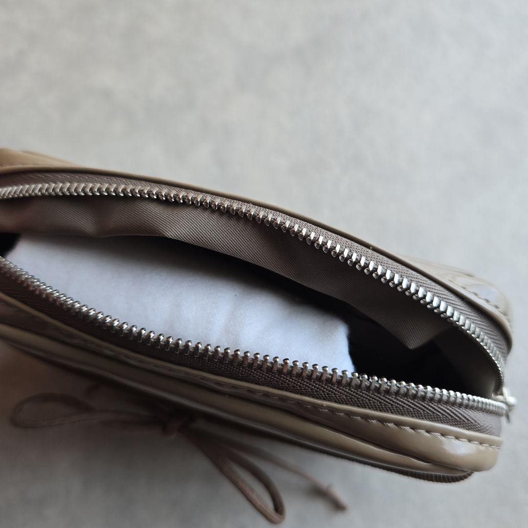 Porter Girl Enamel Gray Multifunctional Pouch with Pockets Used