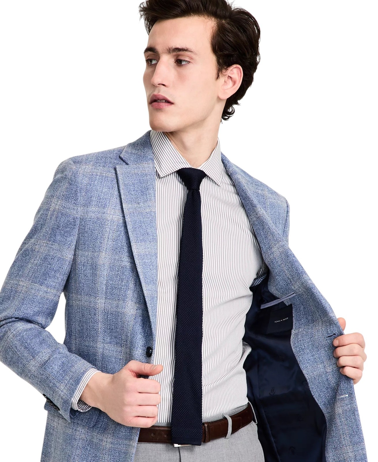 Tommy Hilfiger Mens Modern fit Sport Coat Blazer 42 R Light Blue Plaid