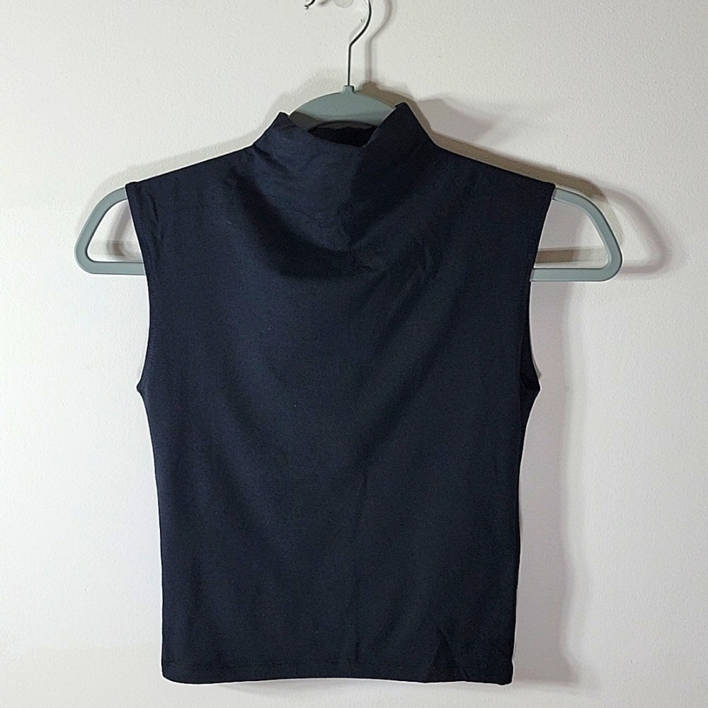 Madewell Funnel Neck TEE Black XXS Cropped Muscle Tee Tank Stretch NWT