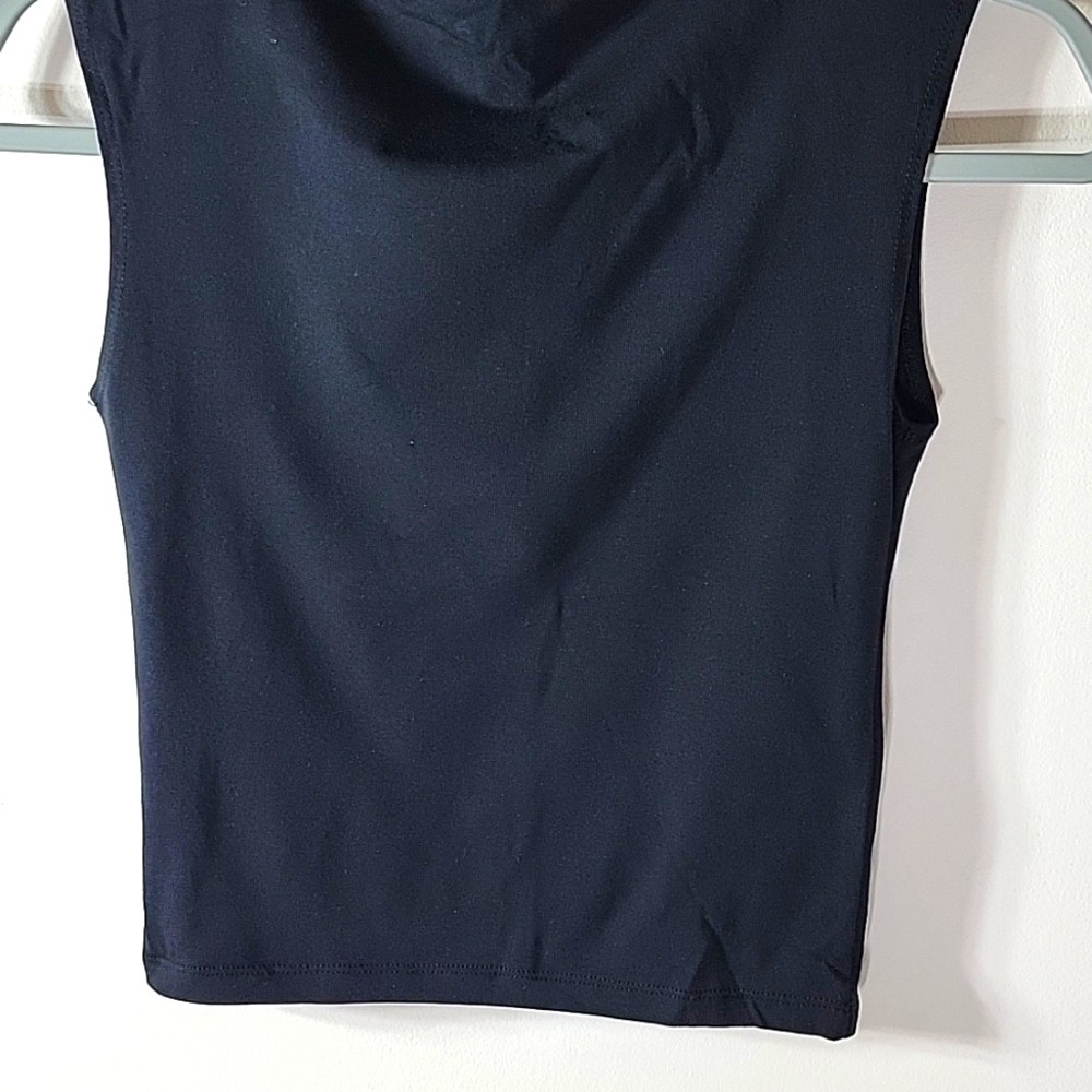 Madewell Funnel Neck TEE Black XXS Cropped Muscle Tee Tank Stretch NWT