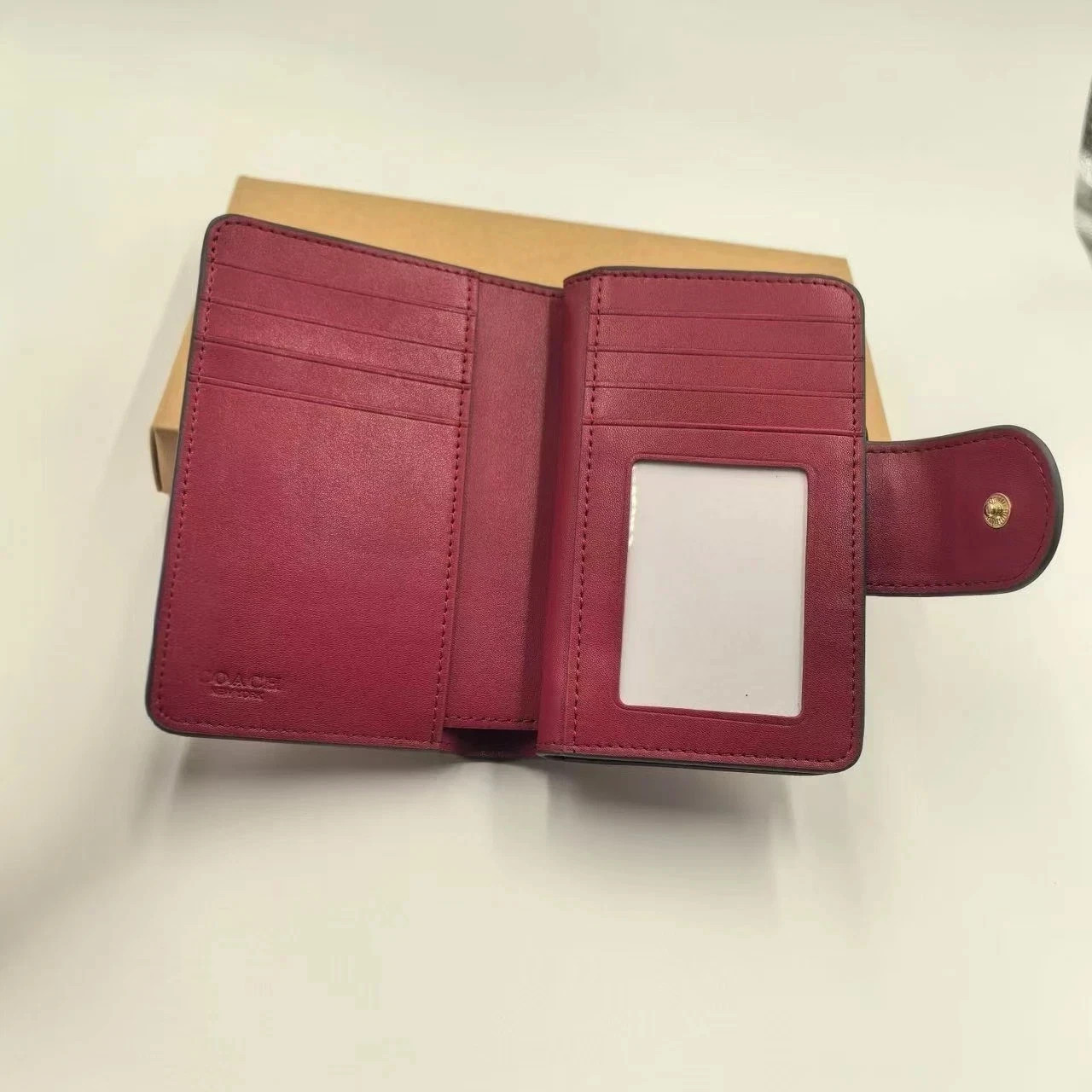 Coach Med Corner Zip Wallet Clutch CZ342 Brown Signature Canvas Cherry Print!!