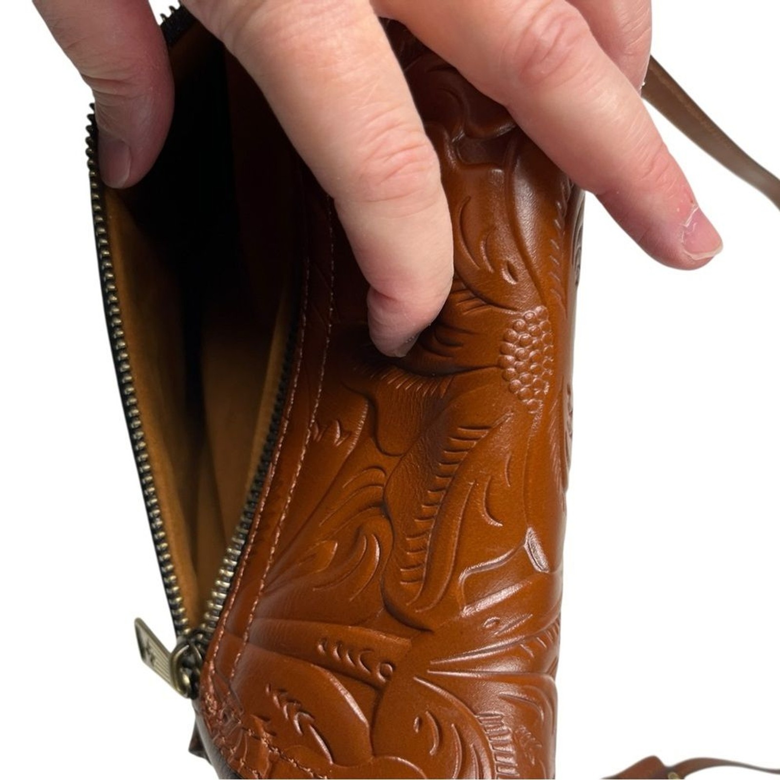 Patricia Nash Carmel Tooled Leather Crossbody Balluri Florence NWT Tiny Flaws