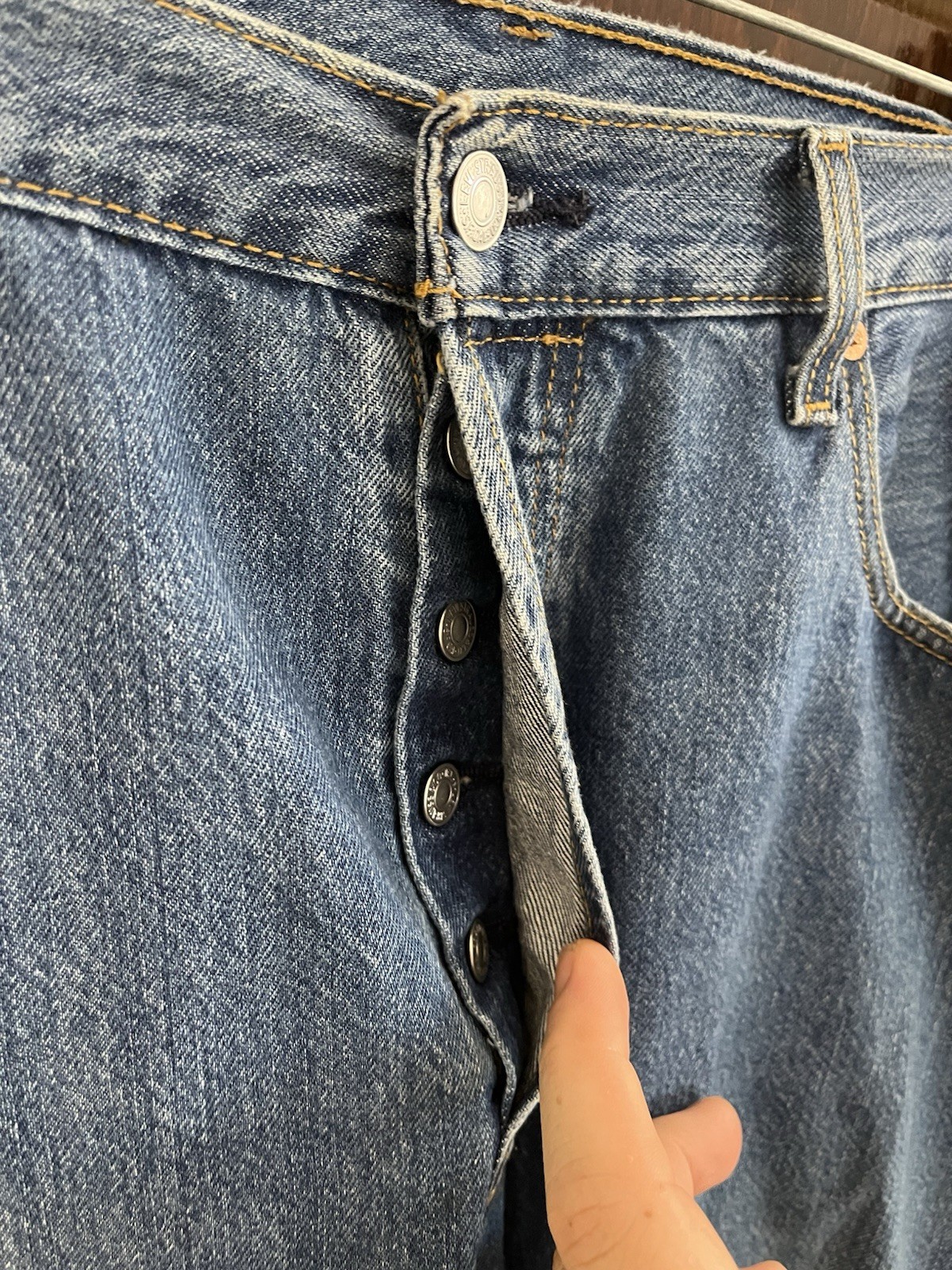 Levis 501 Jeans Mens 38×30 (39×29) Blue Denim Straight Leg Button Fly Cotton