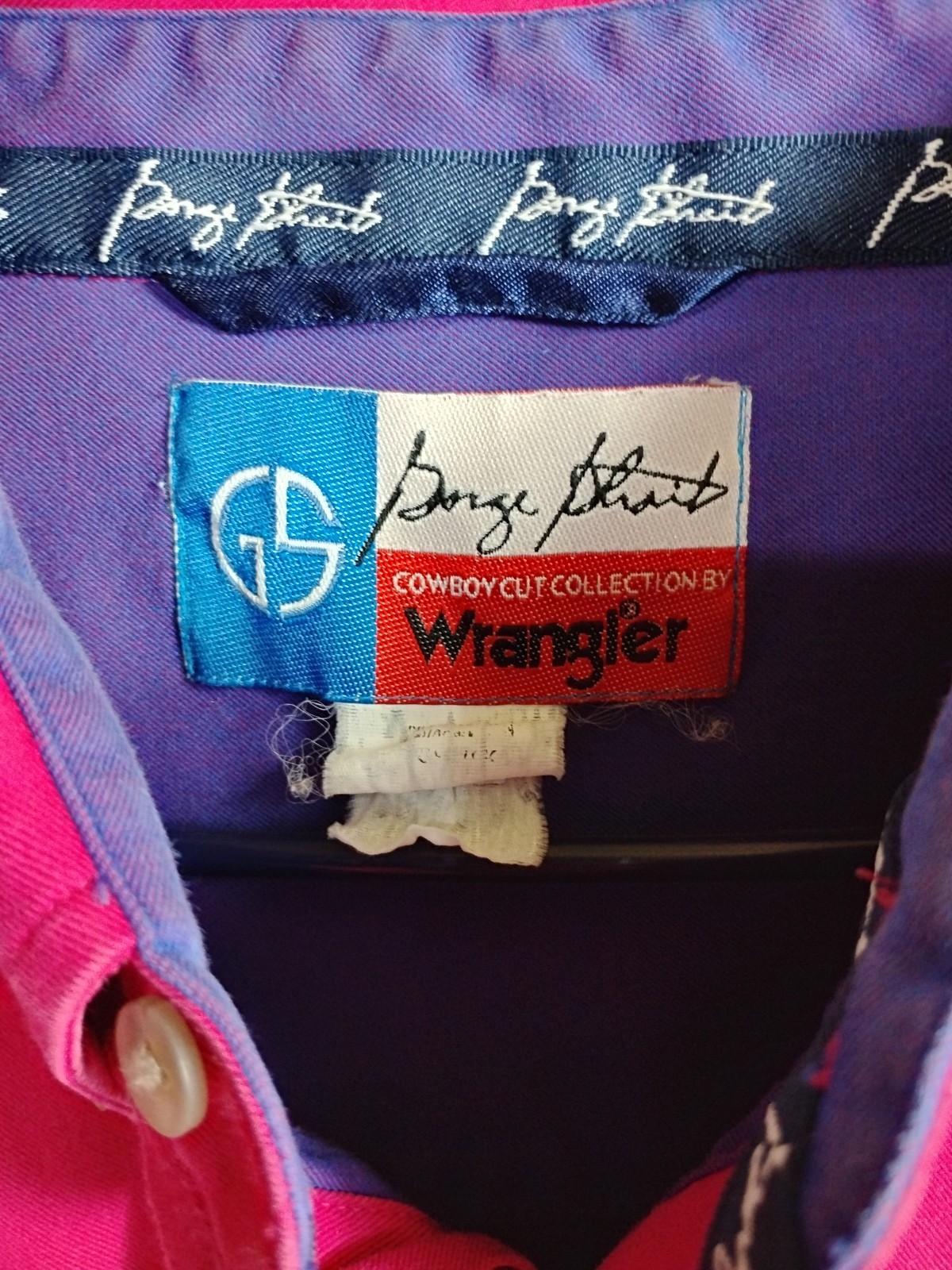 Vintage Wrangler George Strait Cowboy Cut Collection Men Pink Button Shirt XL