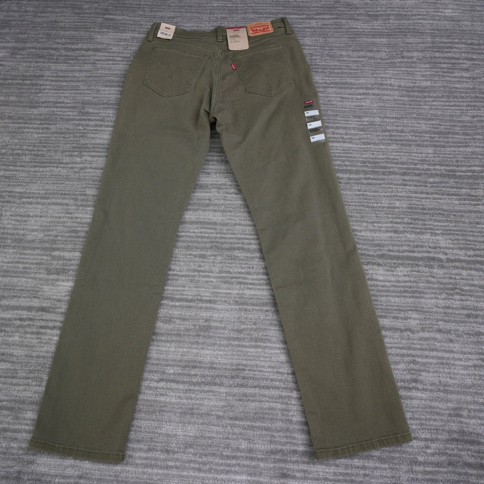 Levis Classic Straight Leg Jeans Womens 6M Olive Green Mid Rise New Tag 30×30.25