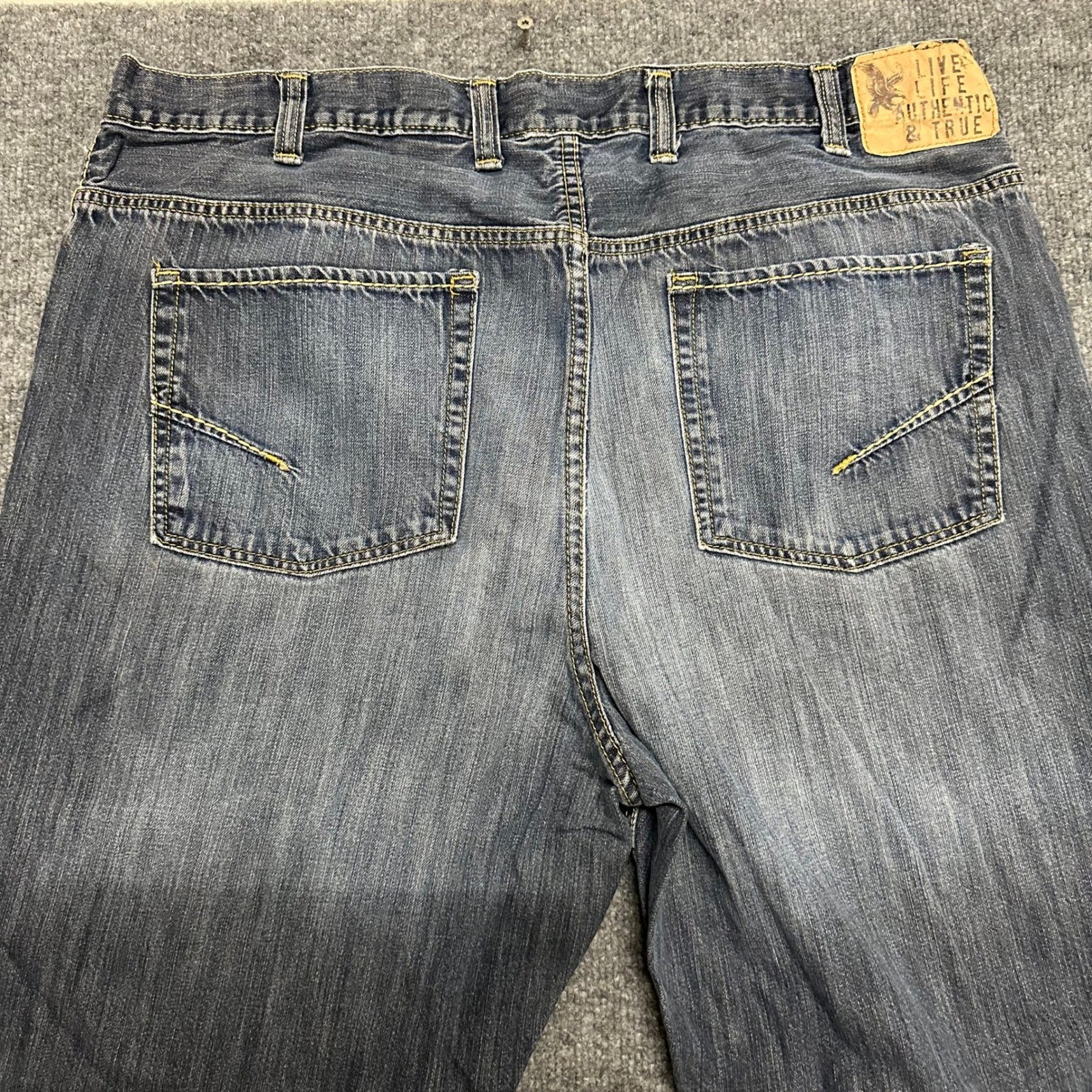 True Nation Jeans Mens Size 44 Blue Relaxed Fit Cotton Denim Straight Leg Casual