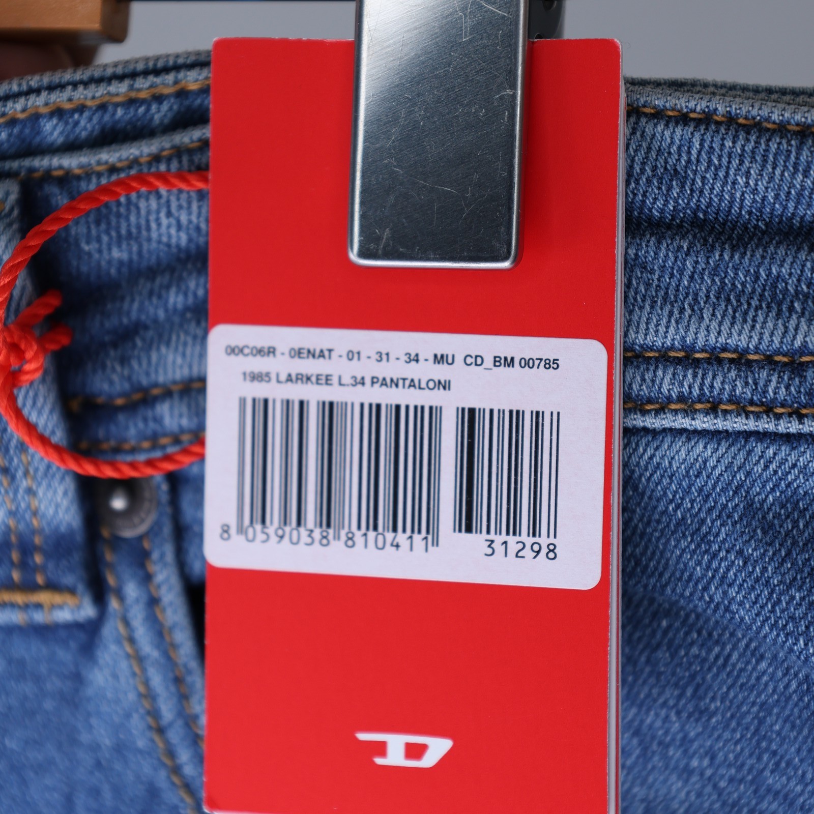Diesel Mens Jeans 1985 Larkee Trousers Straight Mid Rise Denim Blue Size NWT