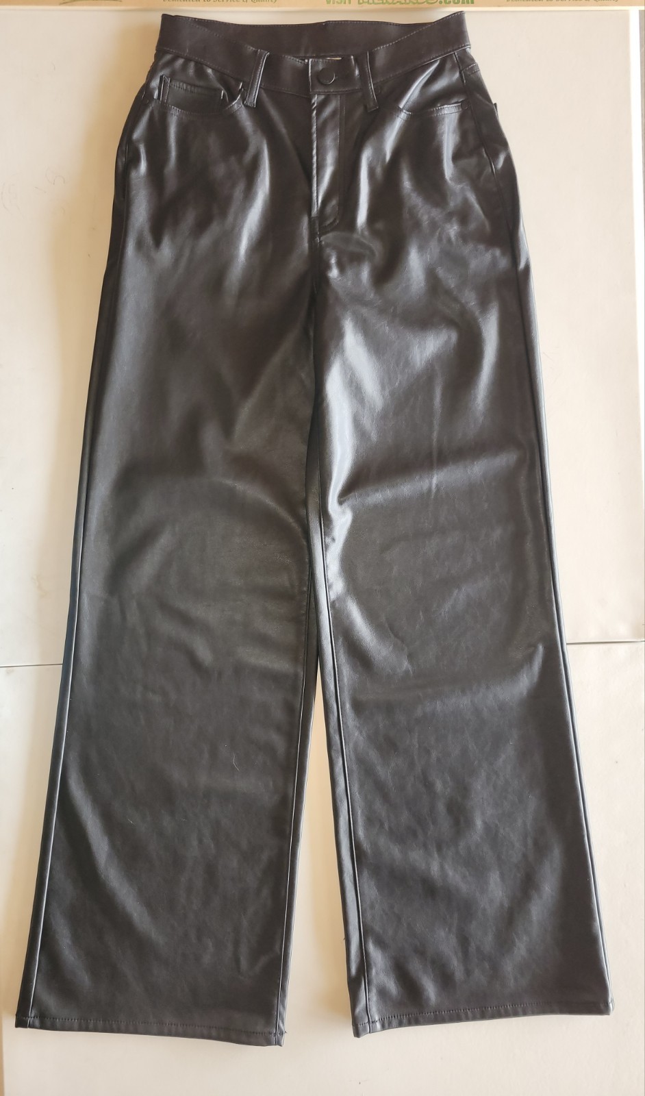 a.n.a Black Imitation Leather, Wide Leg Pants, Size 2, 5 Pocket – Women’s