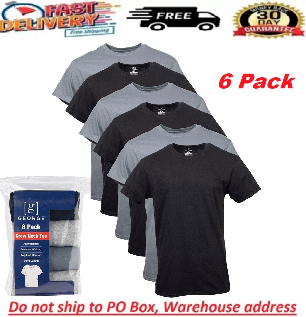 George Men’S Assorted Crew T-Shirts, 6-Pack (3 blacks – 3 greys)