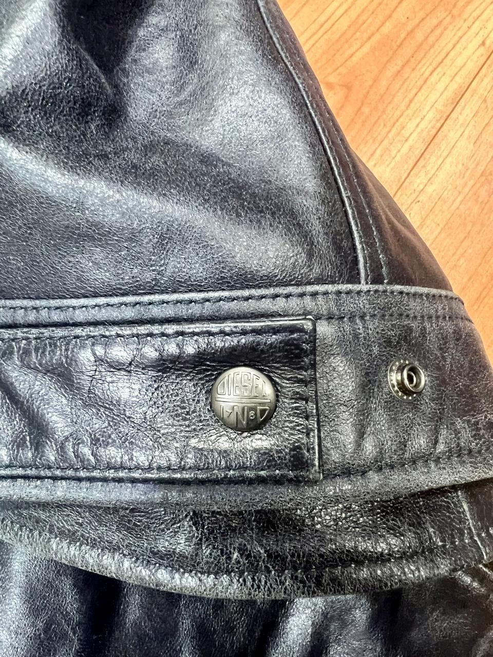 Diesel Men Hooded Leather Jacket Size M