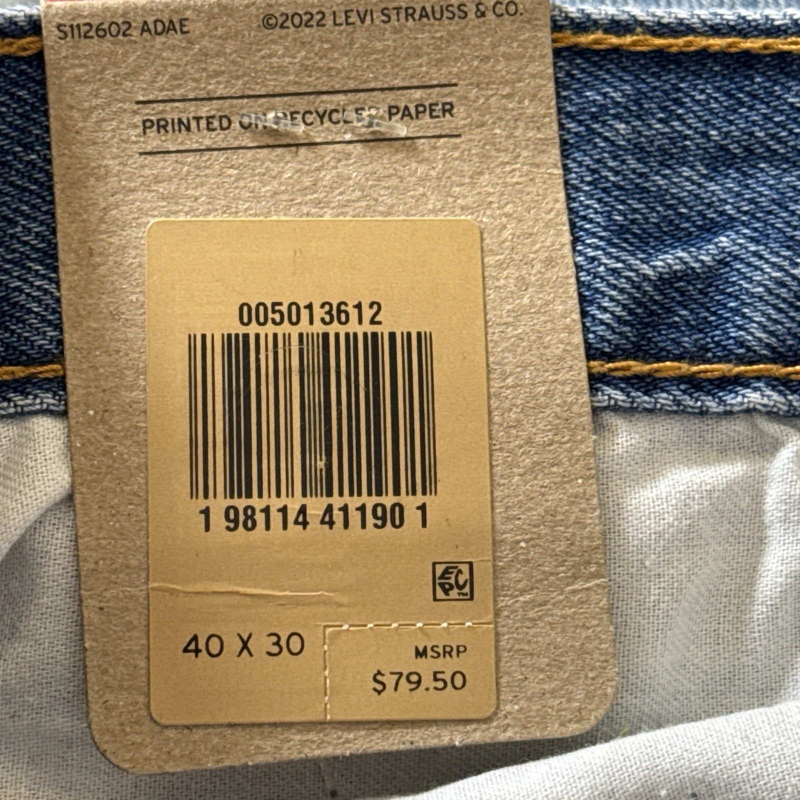 Levi’s 501 Original Fit Jeans Mens 40×28 Blue Medium Wash Distressed Button Fly