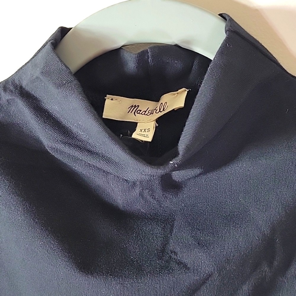 Madewell Funnel Neck TEE Black XXS Cropped Muscle Tee Tank Stretch NWT