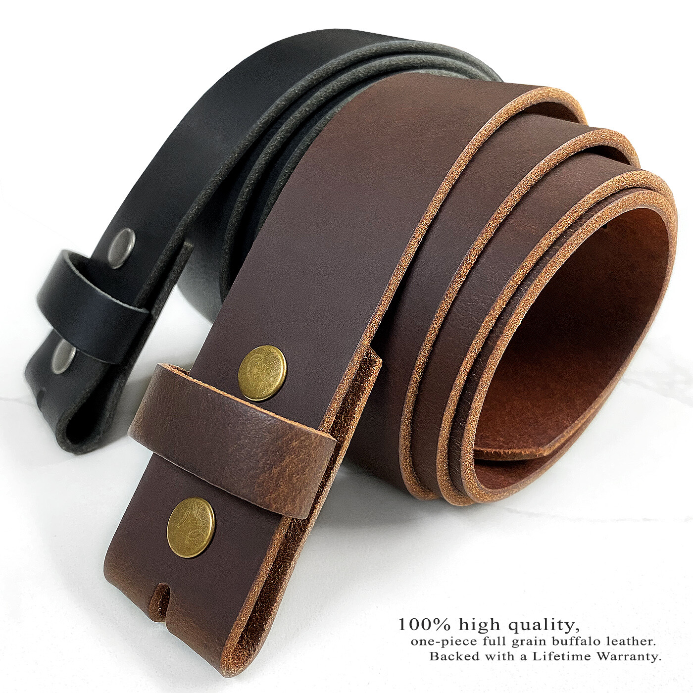 Big and Tall Belt One Piece Full Leather Belt Strap 1-1/2″ wide Up to size 60″