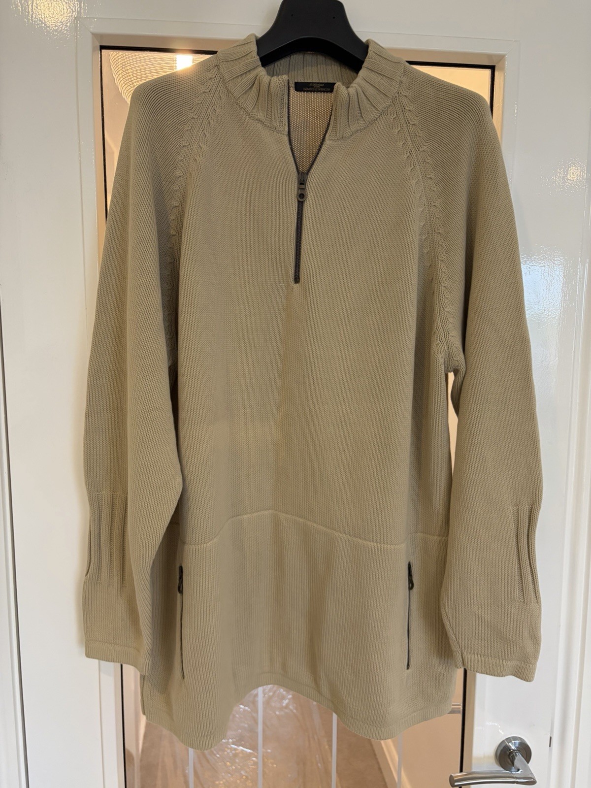 Mens M&S Cotton Knitted Jumper Beige/Stone XL CHEST 44-46 Made In Italy