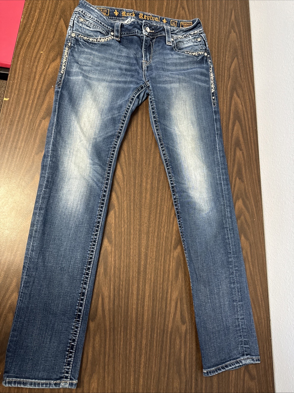 Rock Revival Stephanie Skinny Jeans Women’s 31×31 1/2” Medium Wash Stretch Denim