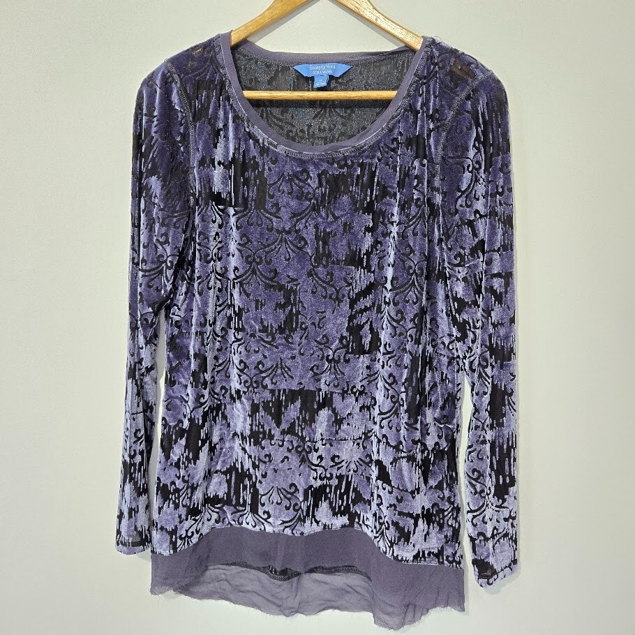Simply Vera Wang Whimsigoth Velvet Burnout Top Size M Purple Fairy Grunge