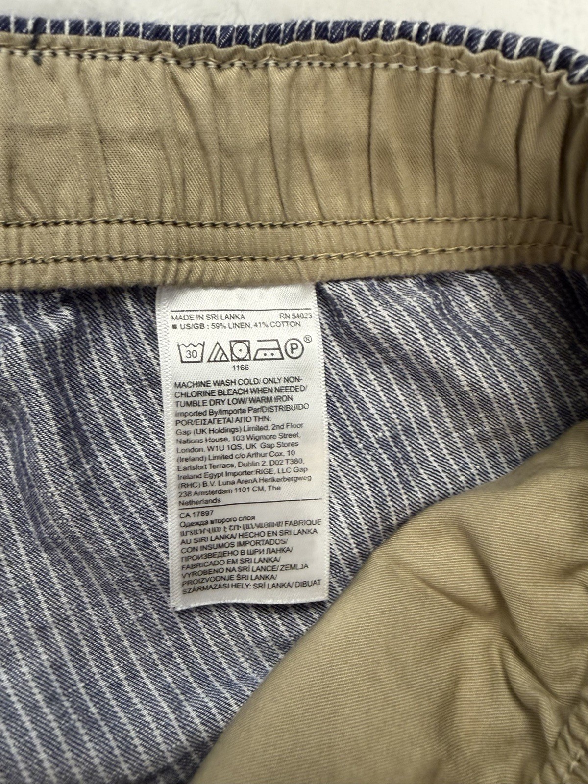 Banana Republic Women’s Blue/White Striped Linen-Cotton Chino Shorts 6″ Inseam S