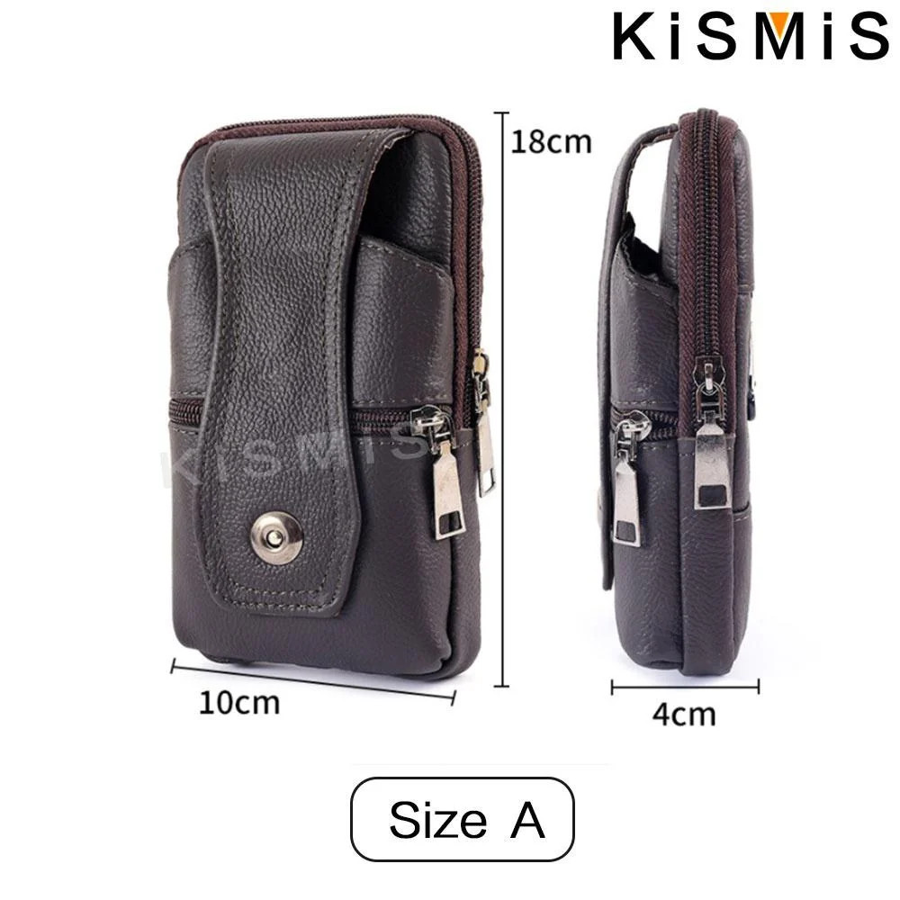 Fashion Men’s Leather Waist Bag Multifunction Fanny Pack Large