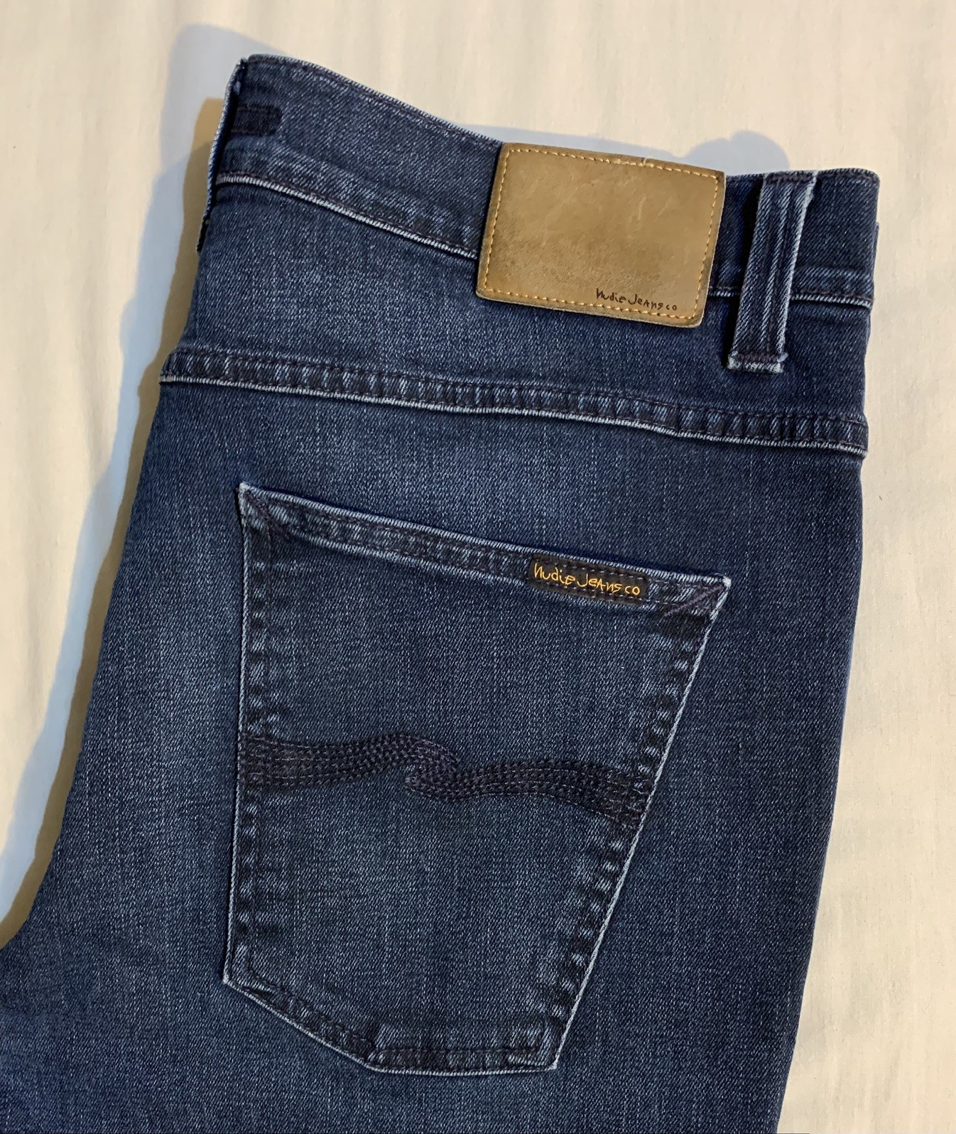 Nudie Jeans Co, Lean Dean, Deep Sparkle, 98% Cotton 2% Elastane, Size 34 x 34.