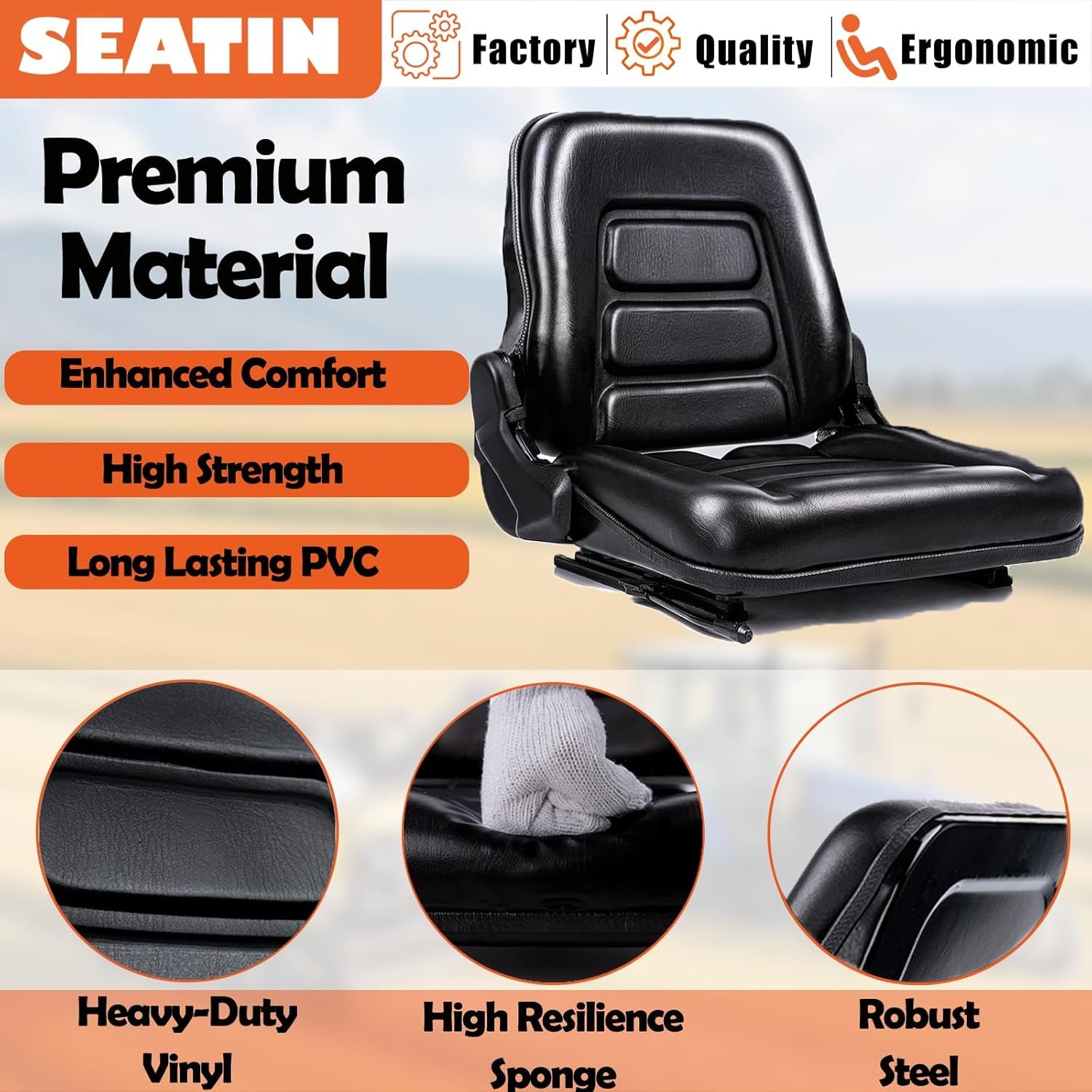 Universal forklift seats, tractor seats
