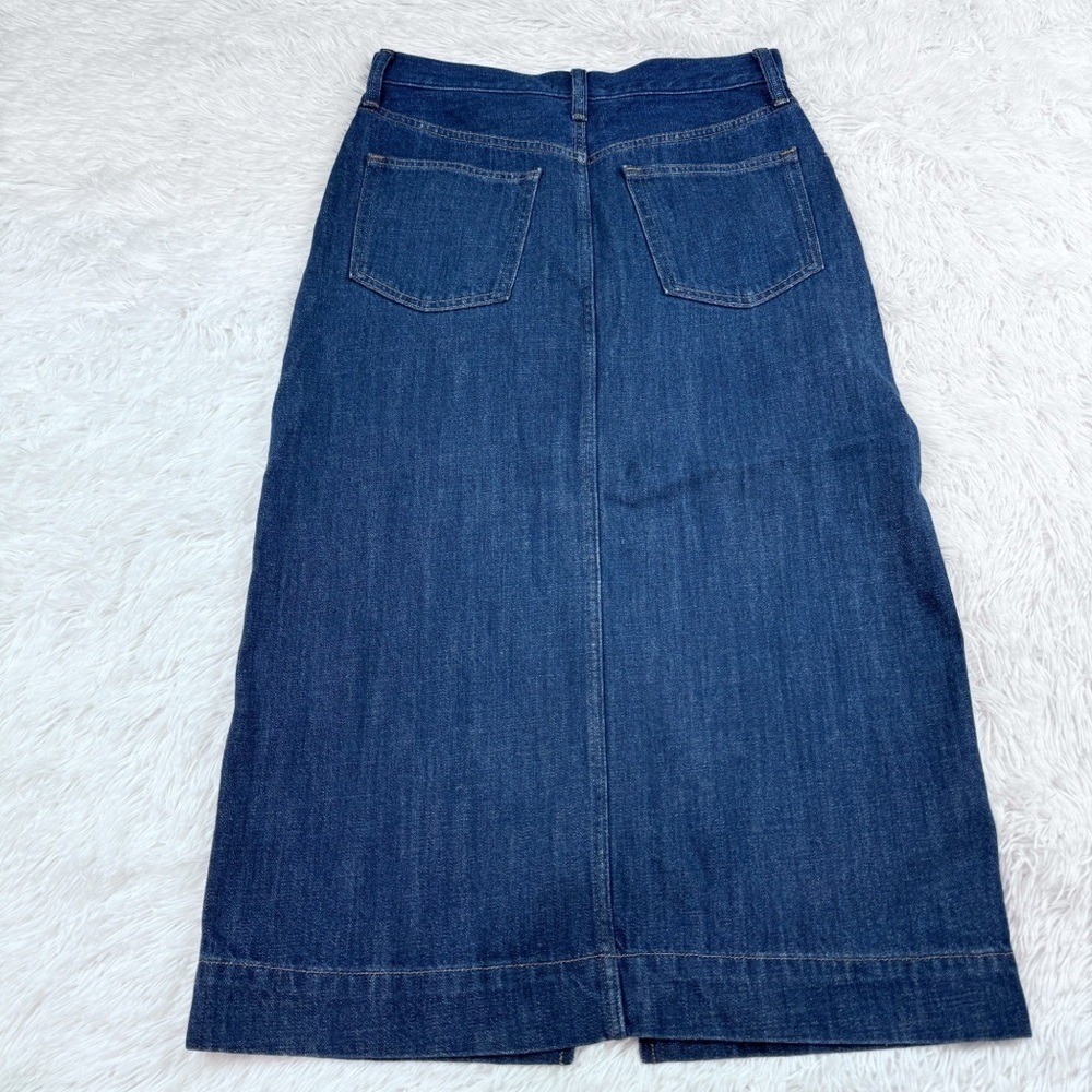 J Crew New Denim midi skirt in rinse wash slit front high waist blue women 27