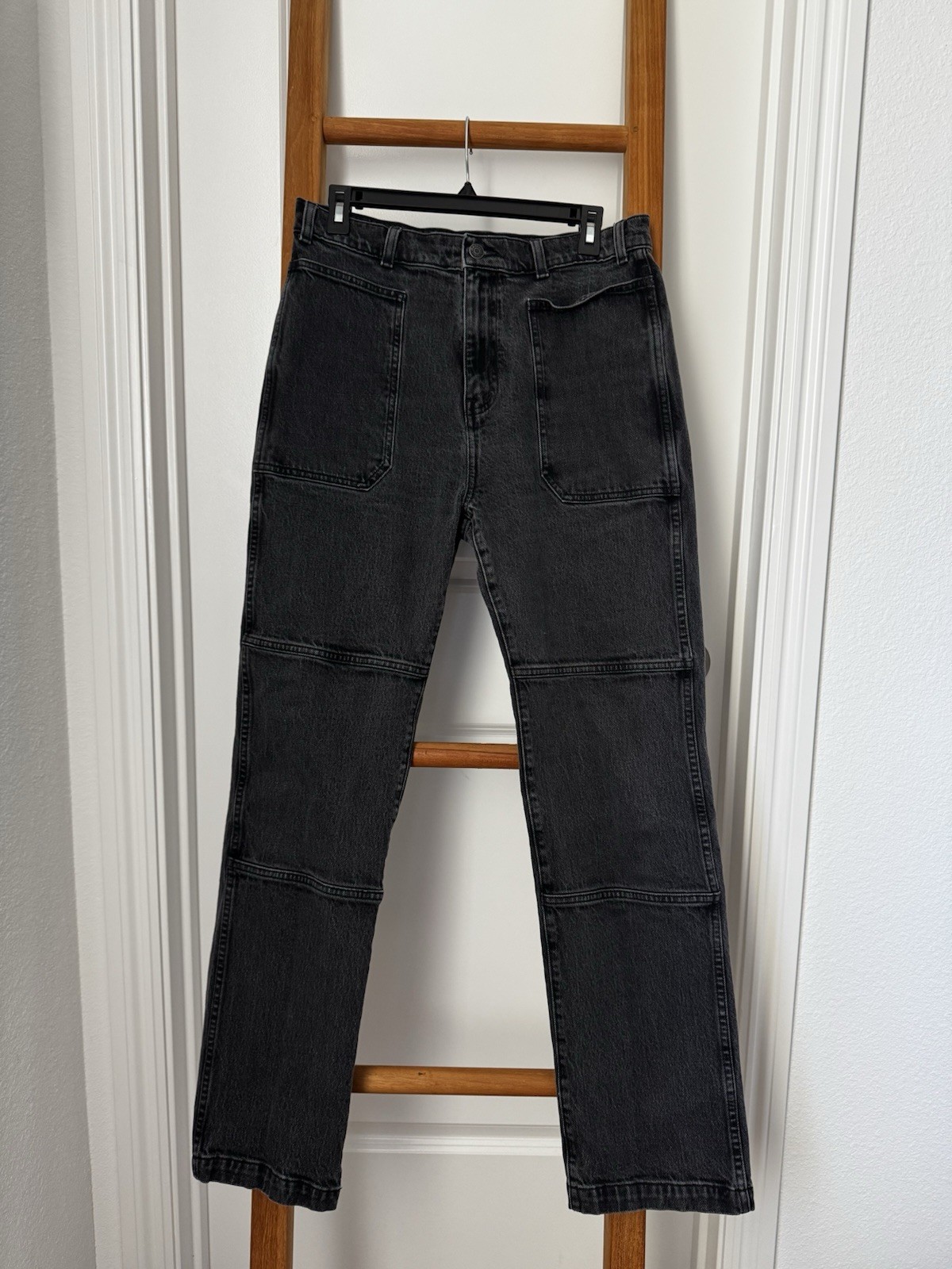 Madewell 90s High Rise Straight Leg Jeans Womens 29 Black Wash Stretch Utility