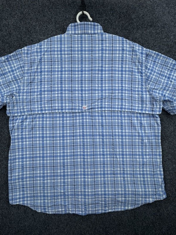 Vineyard Vines Short Sleeve XL Nylon Polyester Harbor Plaid Button-Down Blue