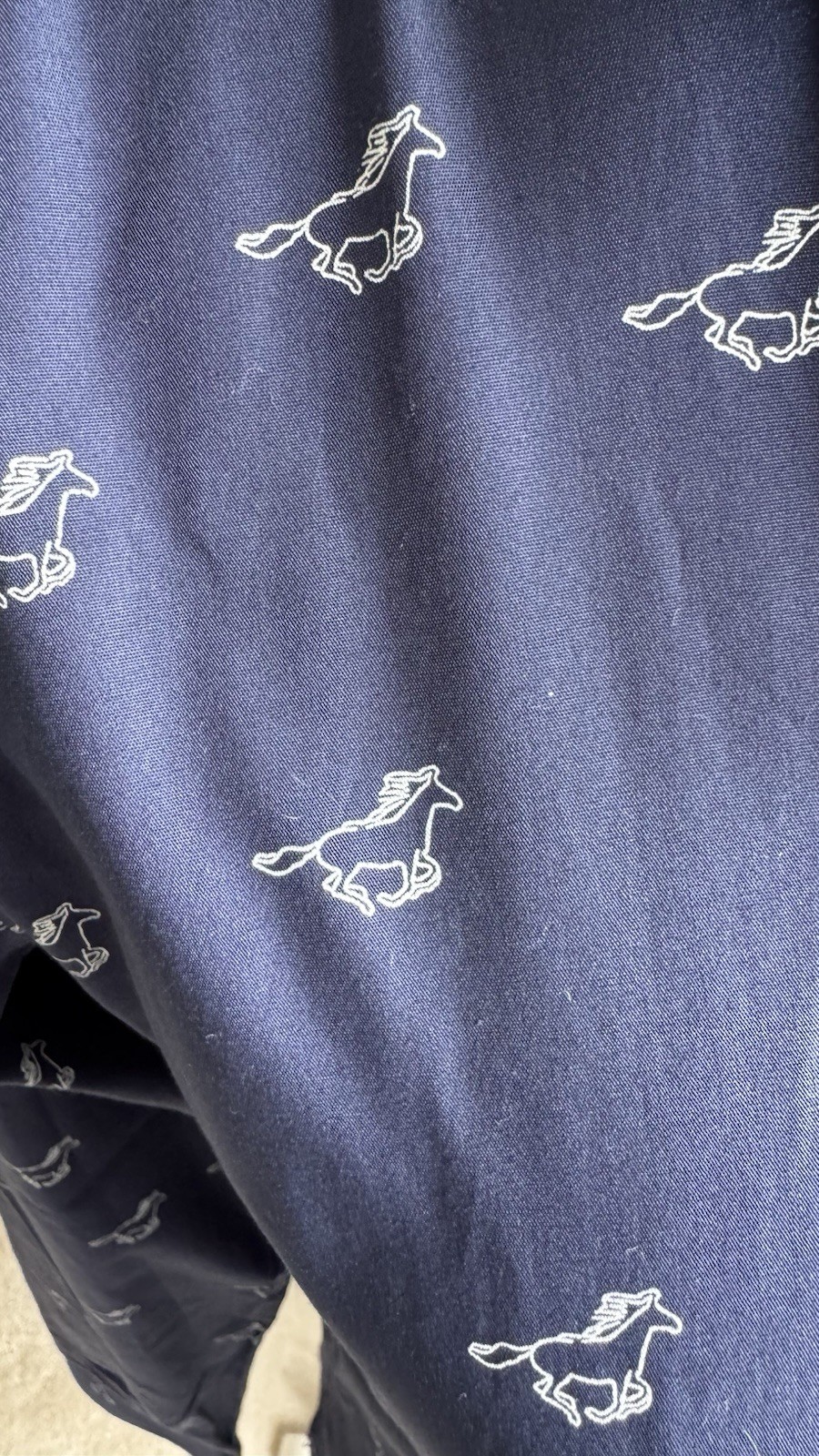 RYDALE ‘WISTOW’ NAVY COTTON HORSE PRINT SHIRT SIZE 12
