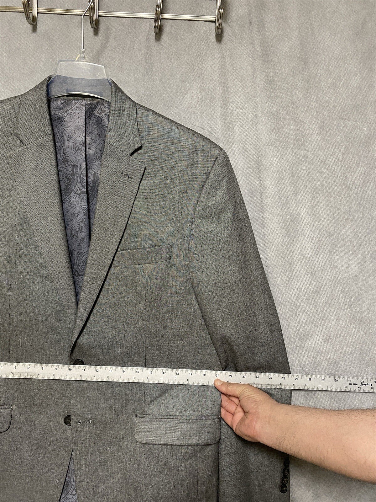 Chaps Suit Men 42L Gray Academia Career Formal 38 X30 Pants Ralph Lauren Luxury