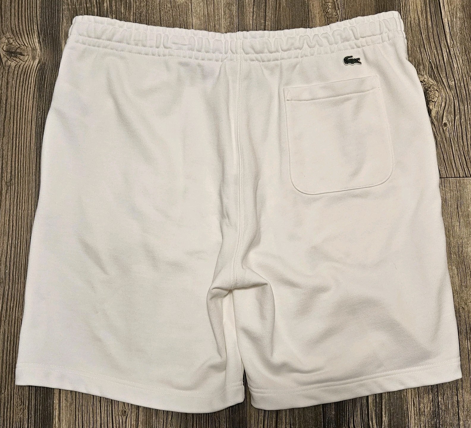 Lacoste Graphic Print Logo Cotton Fleece Croc Shorts White Blue Men’s Sz XL NEW