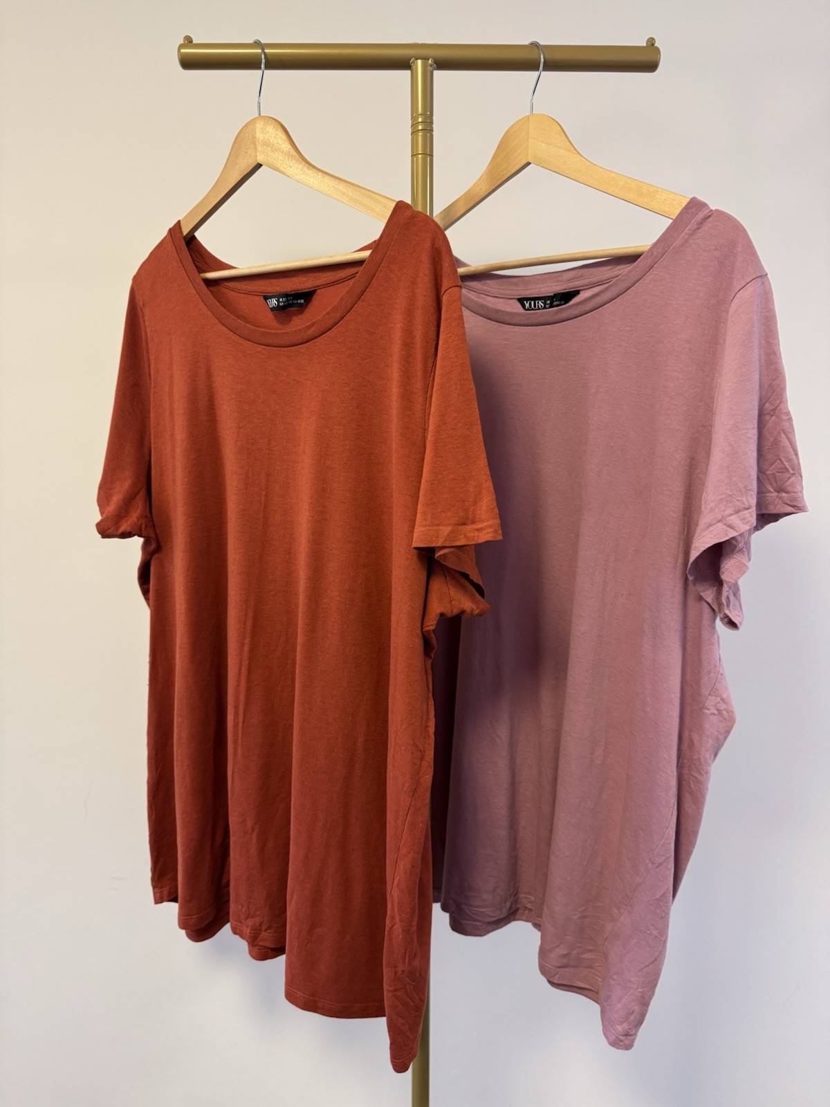 UK 22-24 Yours T Shirt Bundle Blush Pink Burnt Orange Short Sleeve Tops Set of 2