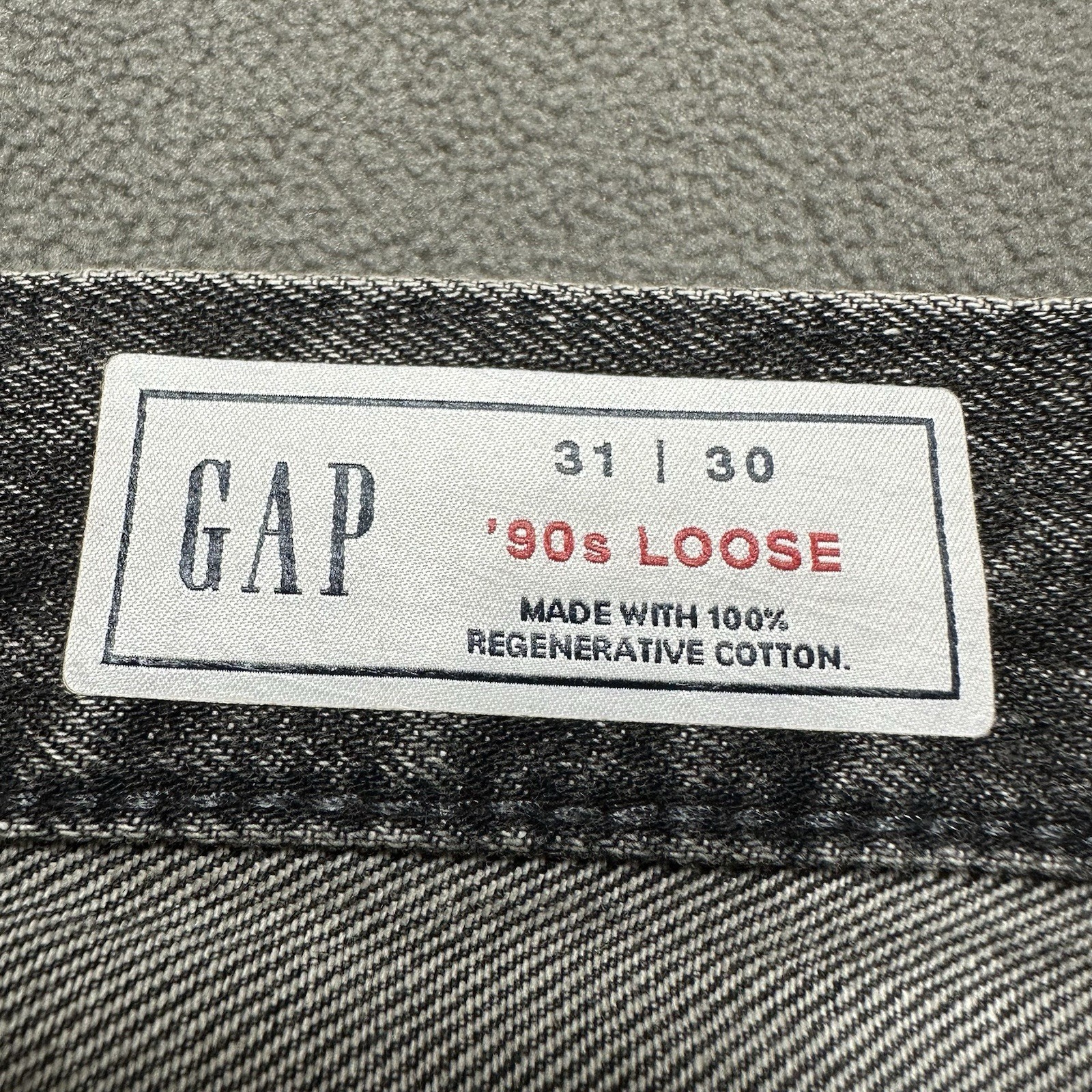 NWT Gap 90s Loose Jeans Mens 31×30 (33×29) Gray Washed Black Denim Baggy