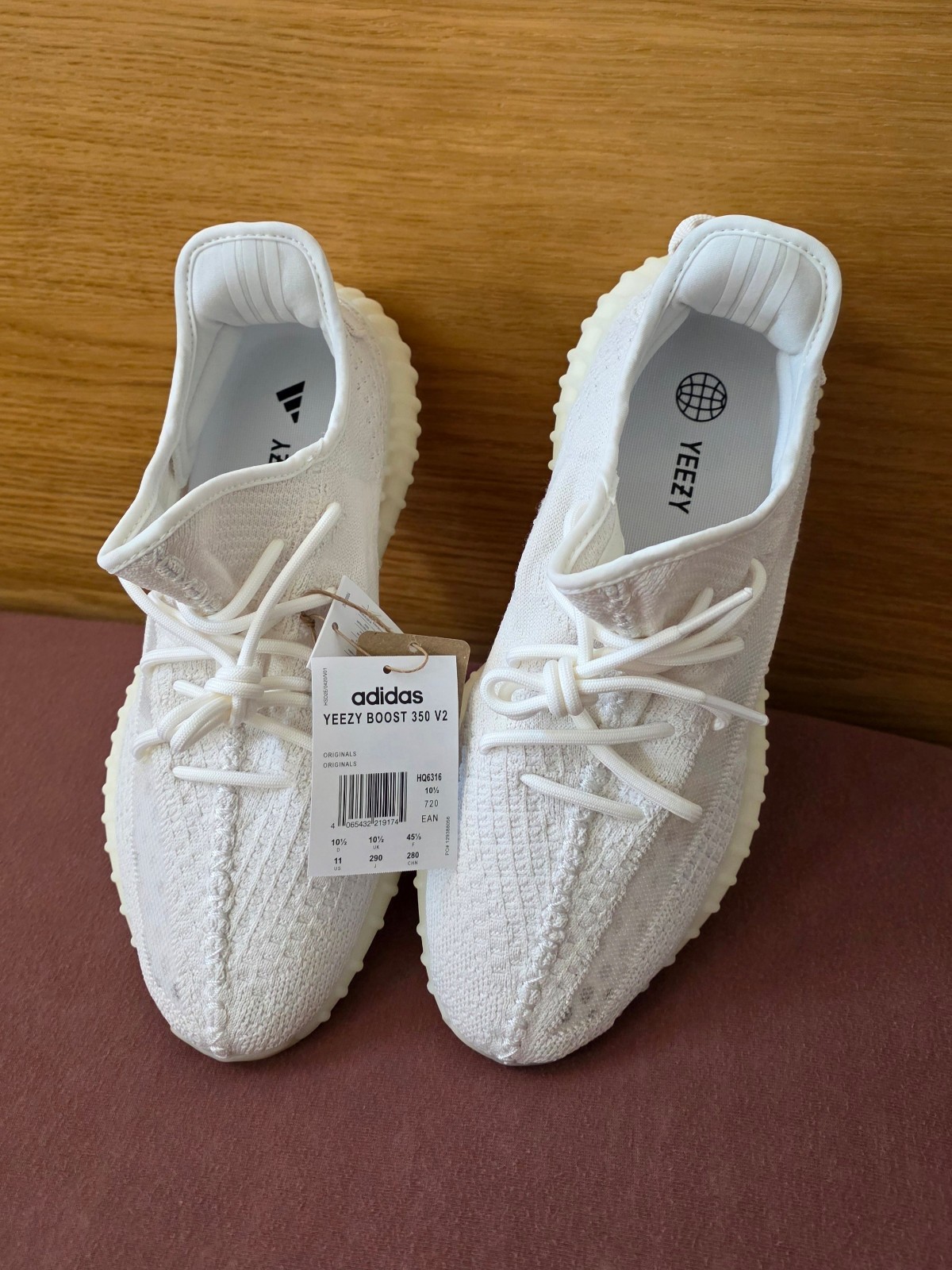 Adidas Yeezy Boost 350 V2 HQ6316 Size EU 45 1/3 Bone US 11 White White UK 10.5