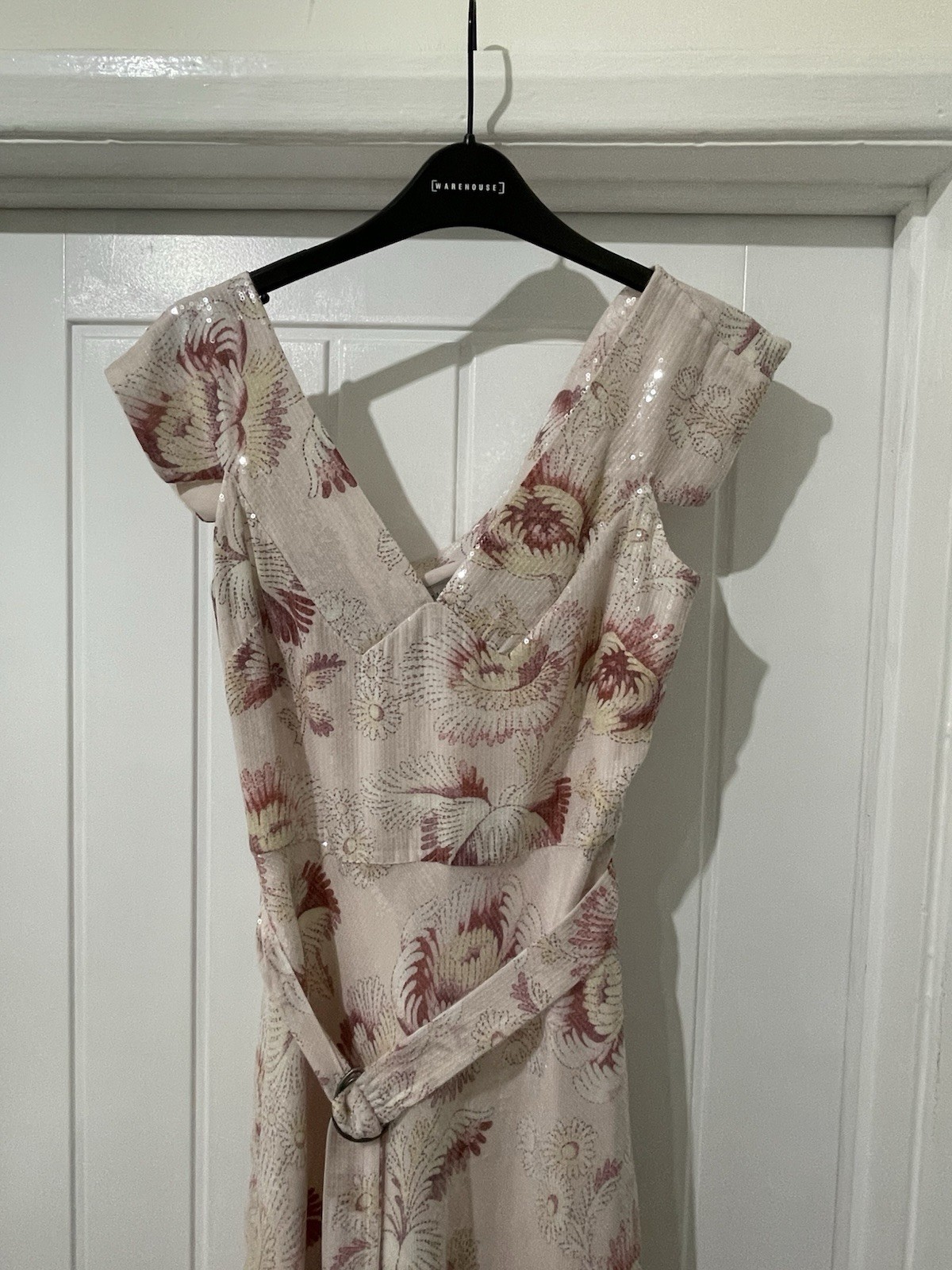 £350 Ted Baker Ninia Belted Floral Midaxi Dress Cream / Pink UK 8 10 Size 1