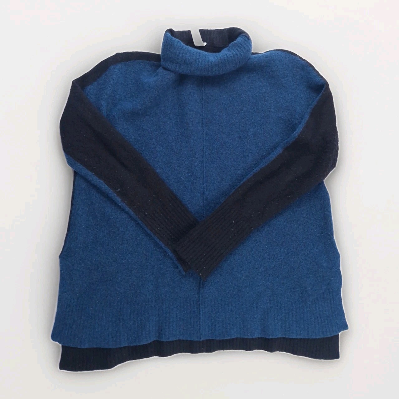 Athleta Transit Pullover Turtleneck Sweater Merino Wool Colorblock Womens Small