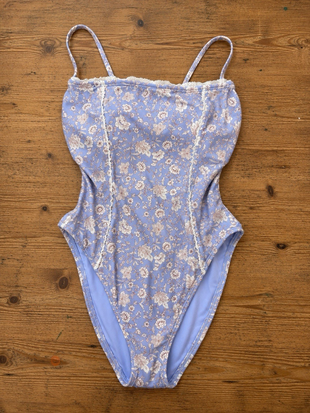 Shade & Shore Women’s Purple/White Floral One Piece Swimsuit M (8-10) C Cup