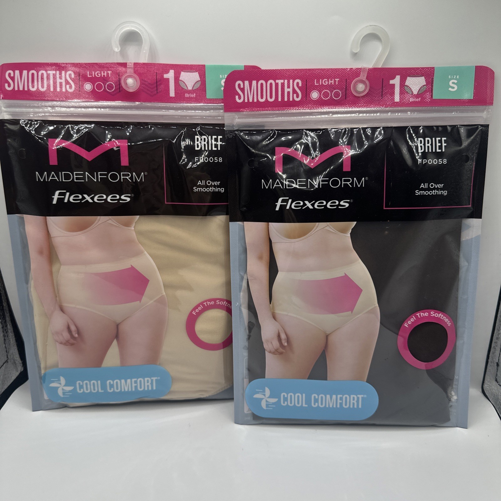 2 Pack Maidenform SMALL Flexees Cool Comfort Brief Beige Nude & Brown FP0058