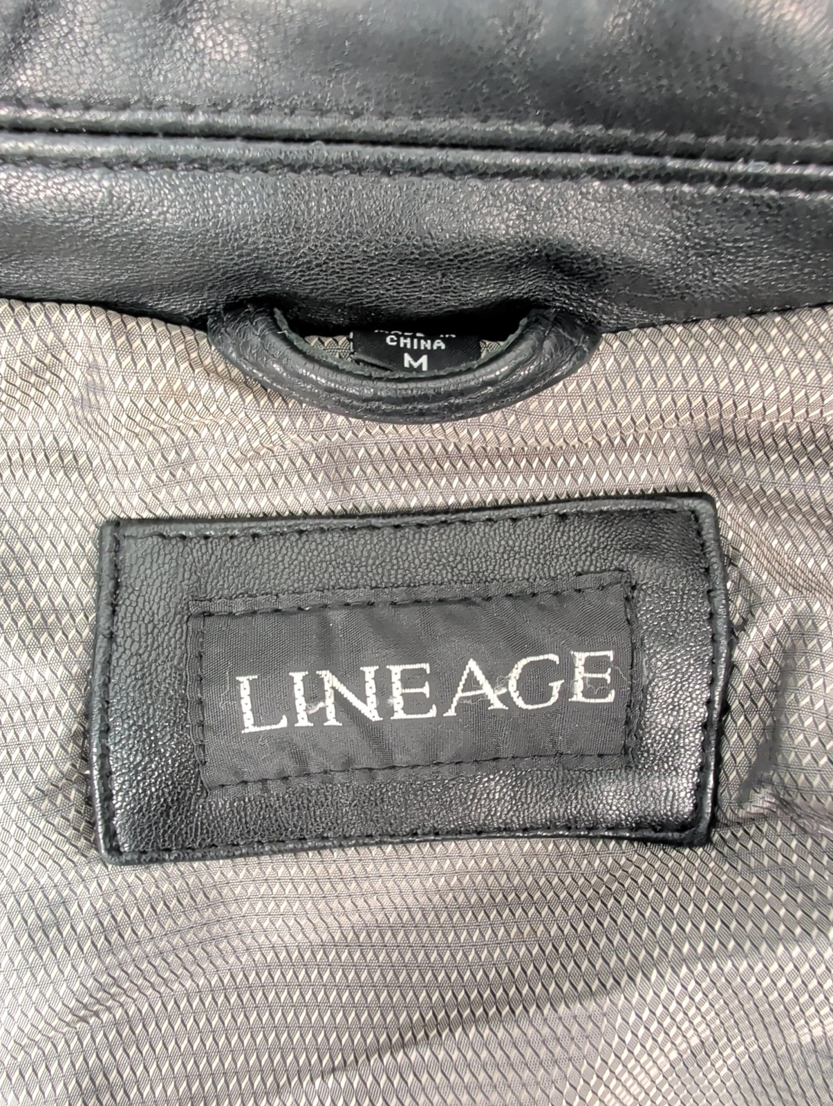Lineage Men’s Black Leather Jacket Full Zip Size Medium
