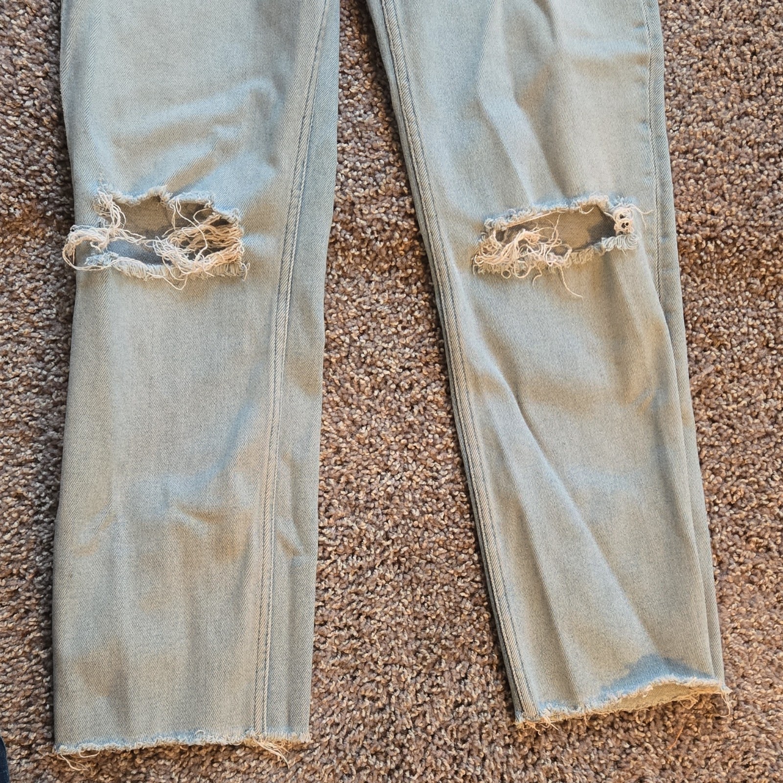Dear John Women’s Light Wash Skinny Jeans Distressed Mid Rise 5-Pocket