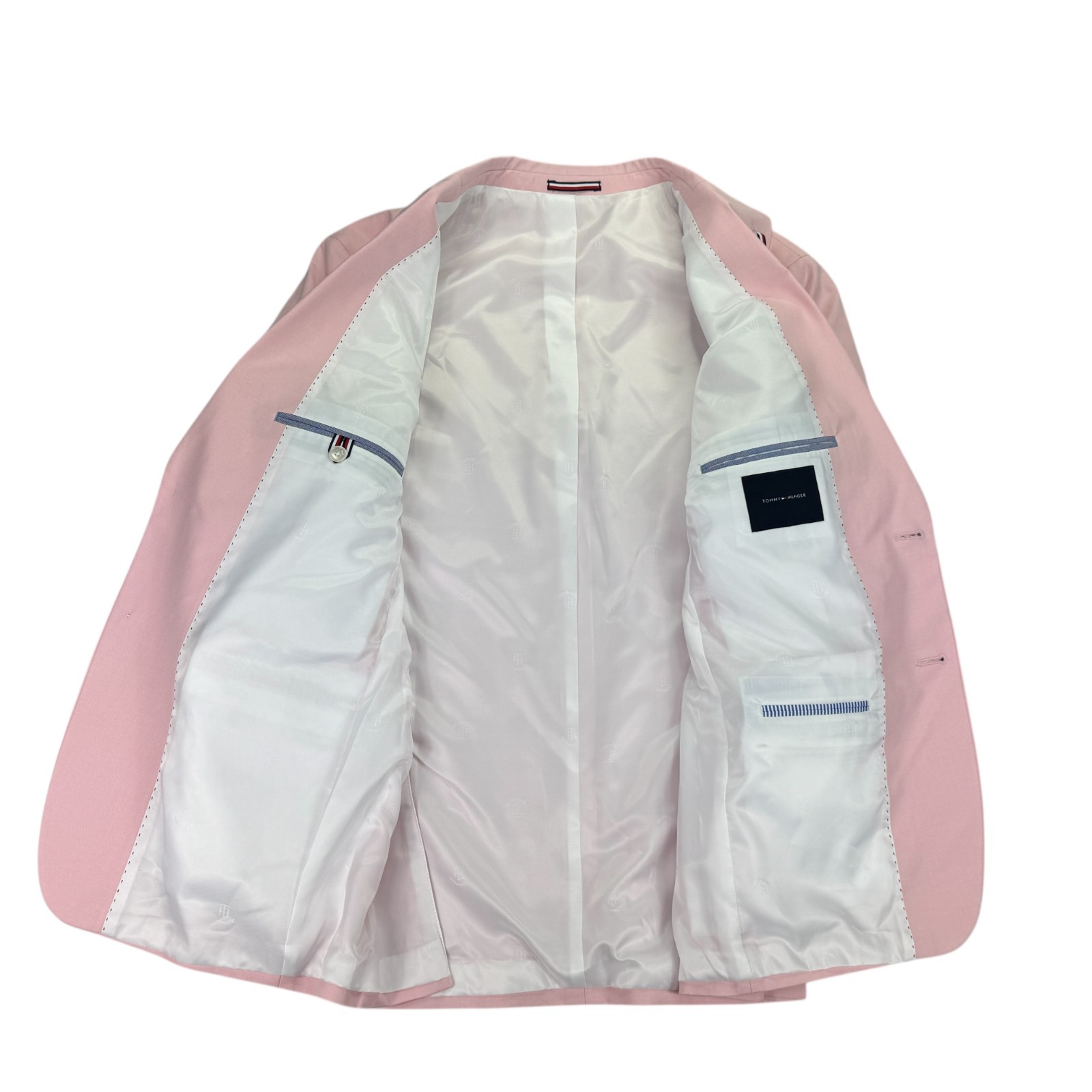 Tommy Hilfiger Mens TH Flex Modern Fit Chambray Suit Jacket Light Pink 42R