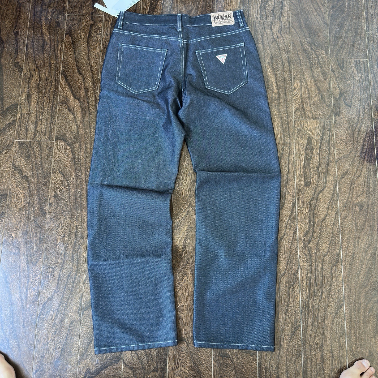 GUESS Originals Kit Baggy Jeans in Go Metallic Blue Unisex Size 30 x 31