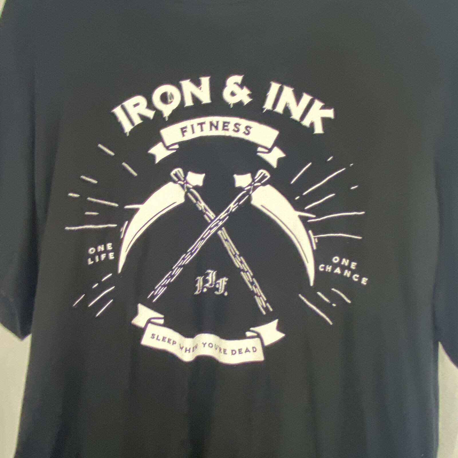 Iron and Ink Fitness T-Shirt Tee Sz XL Black Tagless Sleep When You’re Dead