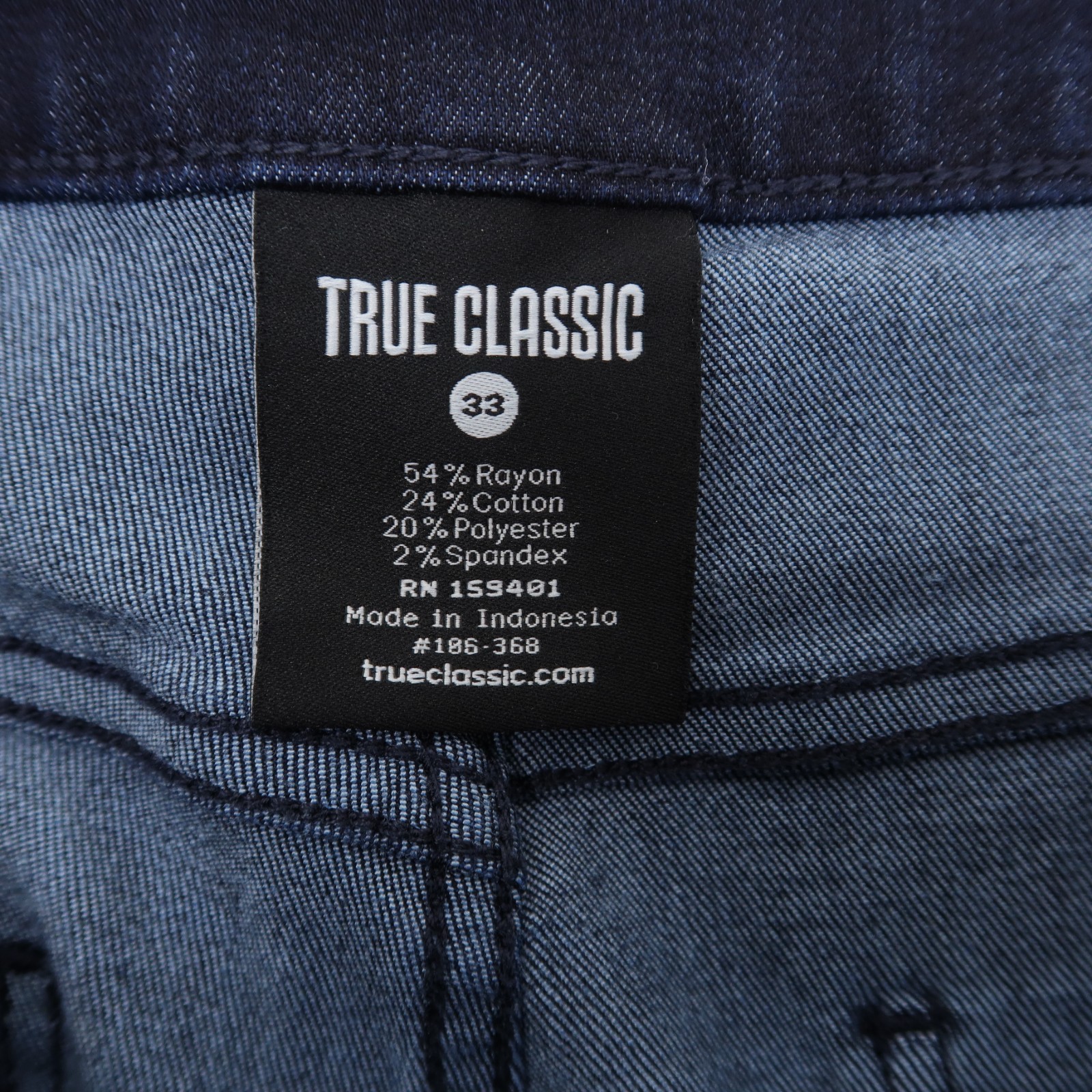 True Classic Jeans Mens 33 Blue Dark Wash Stretch Five Pocket Straight Leg
