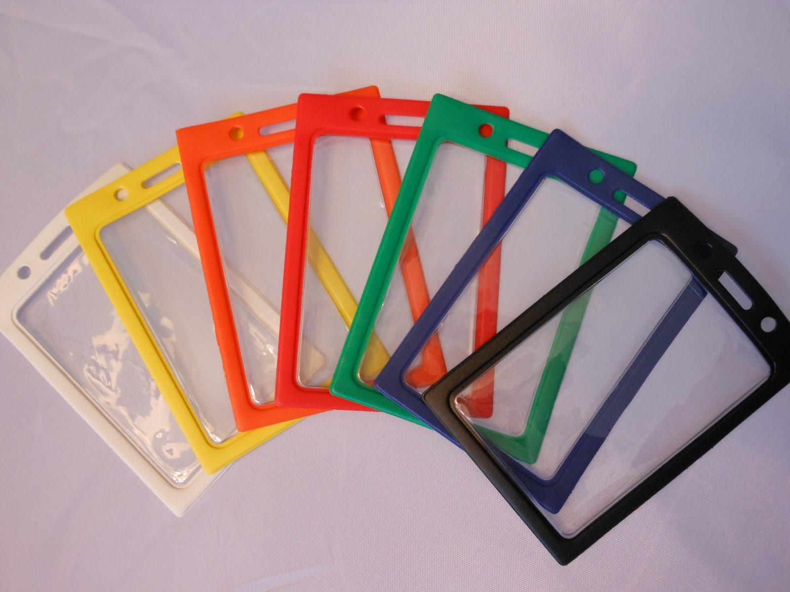 1 Vertical ID Badge Holder, Clear Vinyl Window with a Color “Frame” Border