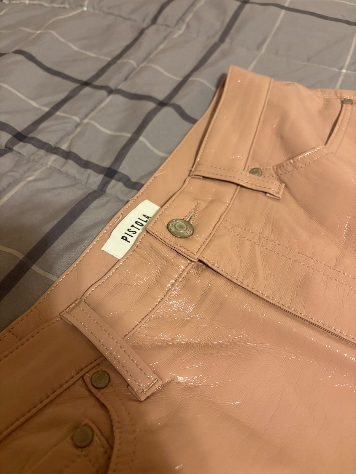 Pistola pink glossy faux leather straight leg pants size 29 great condition
