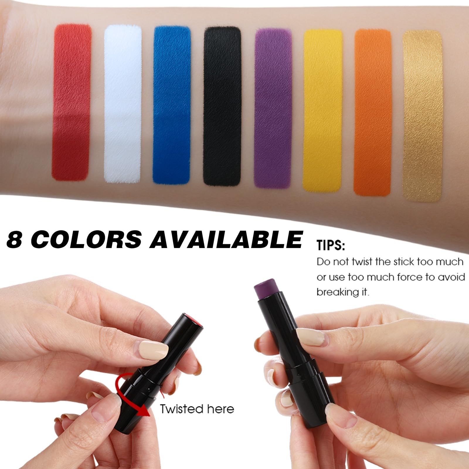 8PCS Oil-Based Face Body Paint Sticks for Halloween, Cosplay, Sports Makeup – Cl