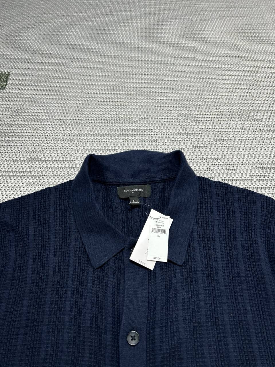 Banana Republic Shirt Mens Xl Blue Cotton Knit Button Up New *